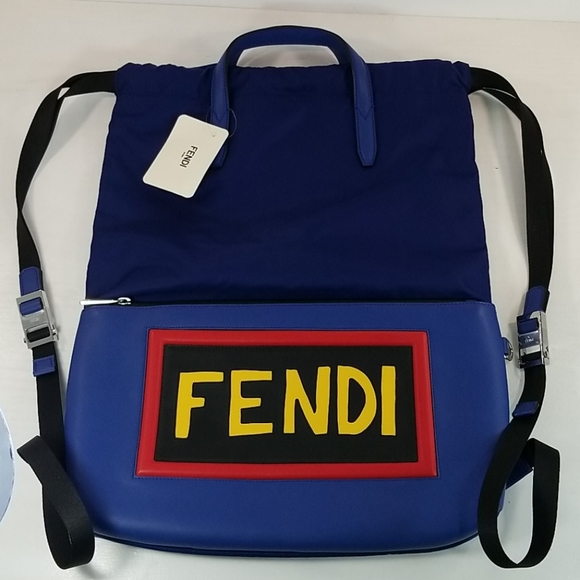 FENDI Monster Vocabulary Blue Nylon Backpack Bag NEW main image 12